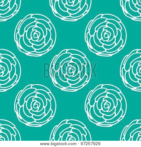 Doodle white flowers on a blue background