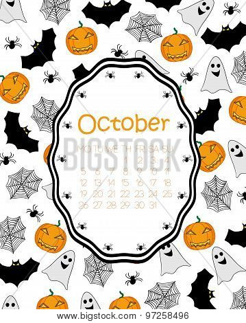 Colorful calendar for October