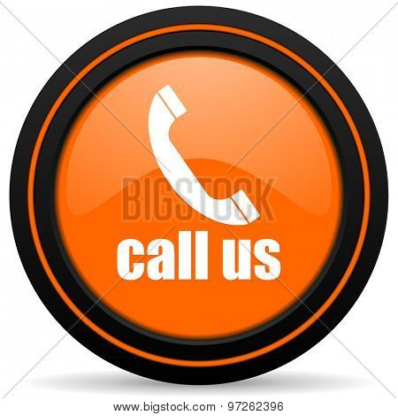 call us orange icon phone sign