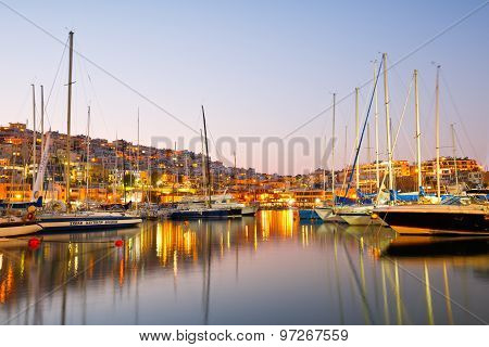 Yachts in Mikrolimano marina.