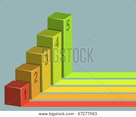 Five steps color bars infographic vector background.