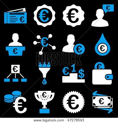 Euro banking business and service tools icons
