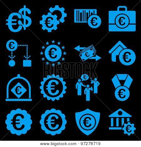 Euro banking business and service tools icons