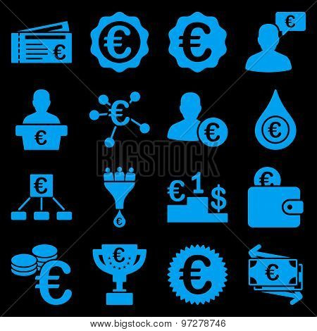 Euro banking business and service tools icons