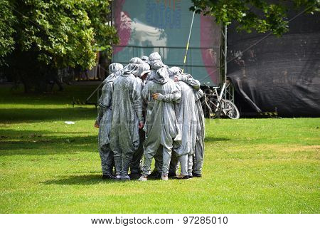 Group in Silver Costumes