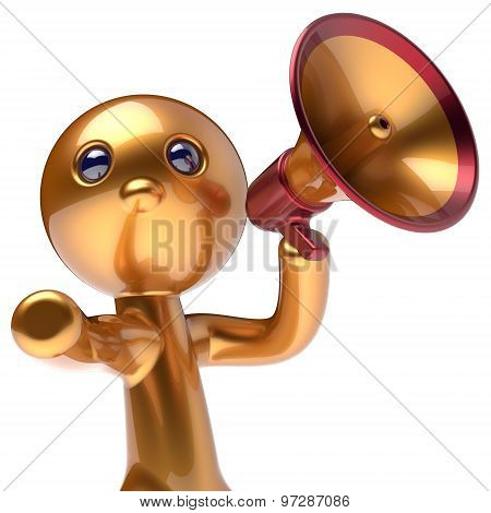 Man Promotion Speaking Megaphone News Character Stylized