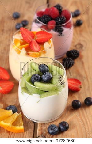 sweer breakfast on wooden table