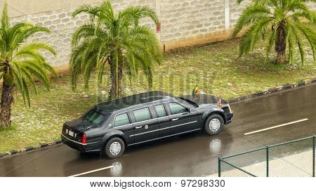 President Barak Obama Leaves The African Union Commission In His Presidential Car