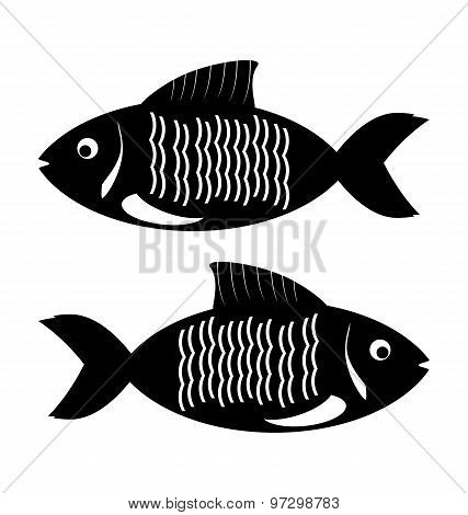 Fish Icon On White Background