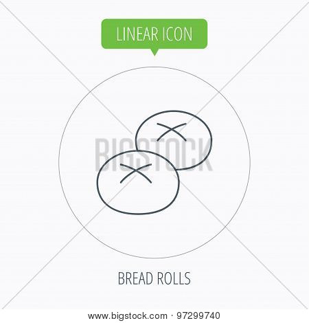 Bread rolls or buns icon. Natural food sign.