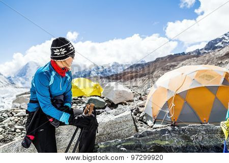Woman Hiker In Everest Base Camp