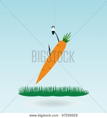 Fishing With A Carrot, Grass Concept