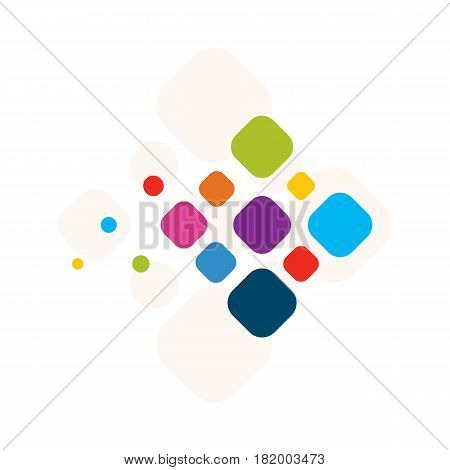 Icon flying colorful diamond abstract design of a logo or template, colorful rectangle business