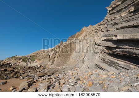 Barrika Coastline In Bilbao Basque Country Spain.