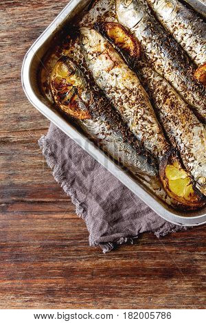 Cornish Sardines. For Grill And Bbg. Dark Background.