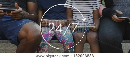 24/7 all day all night icon illustration