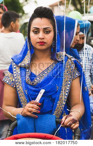 Sikh Woman Taking Part In The Vaisakhi Parade