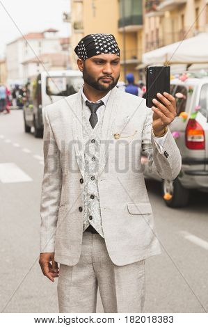 Sikh Man Taking Part In The Vaisakhi Parade