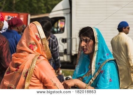 Sikh Women Taking Part In The Vaisakhi Parade