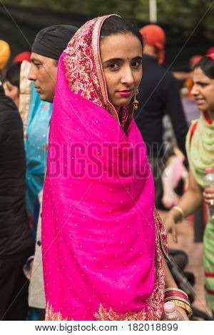 Sikh Woman Taking Part In The Vaisakhi Parade