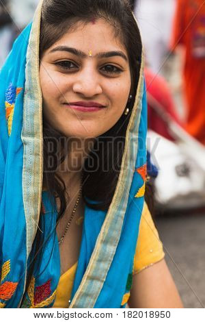 Sikh Woman Taking Part In The Vaisakhi Parade