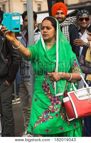 Sikh Woman Taking Part In The Vaisakhi Parade