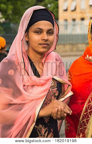 Sikh Woman Taking Part In The Vaisakhi Parade
