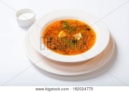 Homemade Meat Soup, Solyanka Or Saltwort.