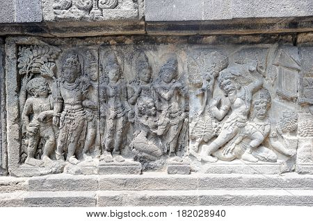 Artwork Of Prambanan Temple Compound In Java On Indonesia