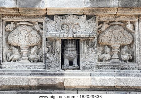 Prambanan, Indonesia - 2 February 2013: Artwork of Prambanan temple compound in Java on Indonesia, Unesco world heritage