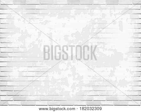 White stucco wall and raised brick masonry. Vector vintage background.