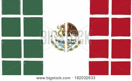 Glazed tiles mexico flag square  mosaic  detail line