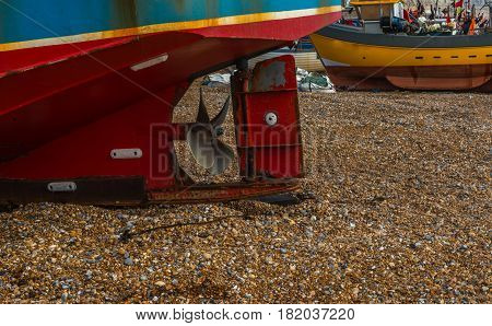 Fishing Boats On The Shore, Stony Beach, Fishing Industry, Screw Boat