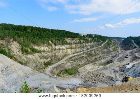 extraction of graphite in career. Russia South Ural tayginka
