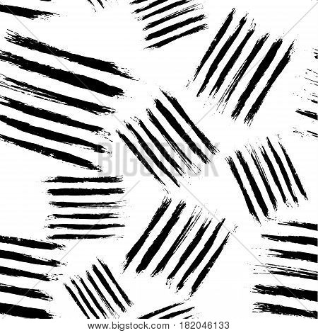Vector monochrome abstract trace blocks seamless pattern isolated on white background.