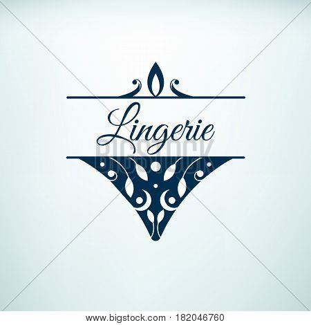 Logo icon for lingerie store. Women's elegant lace panties. Vector illustration.