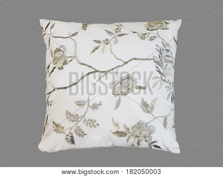 Decorative couch cushion isolated on gray background