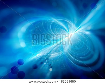 Blue glowing plasma lines with particles computer generated abstract background 3D rendering