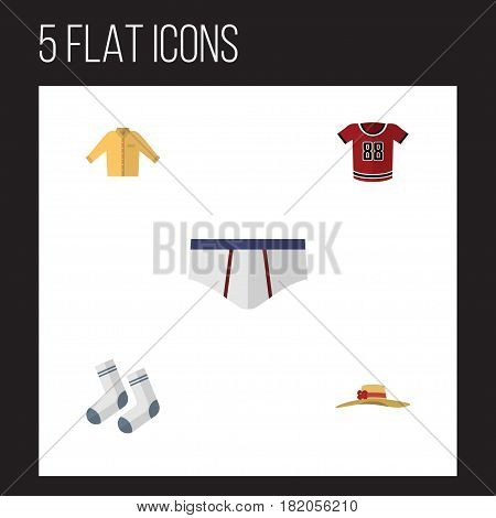 Flat Garment Set Of Underclothes, Elegant Headgear, Banyan And Other Vector Objects. Also Includes Banyan, Underwear, Woman Elements.