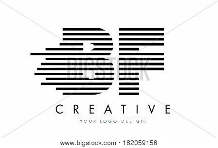 Bf B F Zebra Letter Logo Design With Black And White Stripes