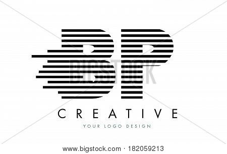 Bp B P Zebra Letter Logo Design With Black And White Stripes