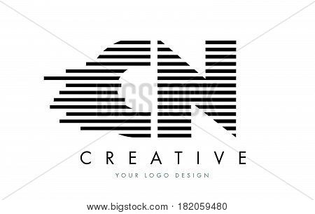 Cn C N Zebra Letter Logo Design With Black And White Stripes