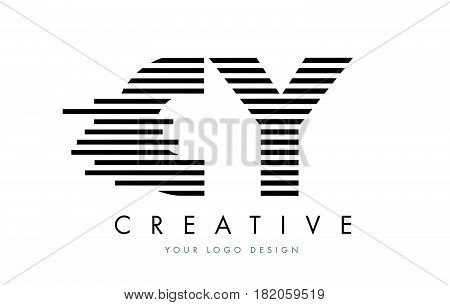 Cy C Y Zebra Letter Logo Design With Black And White Stripes