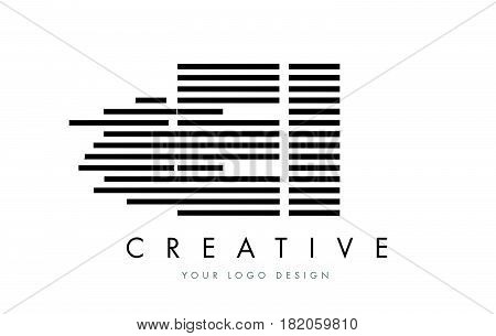Ei E I Zebra Letter Logo Design With Black And White Stripes