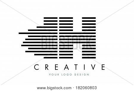 Ih I H Zebra Letter Logo Design With Black And White Stripes
