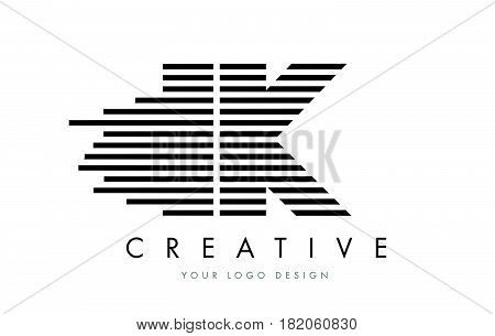 Ik I K Zebra Letter Logo Design With Black And White Stripes
