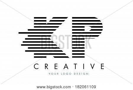 Kp K P Zebra Letter Logo Design With Black And White Stripes