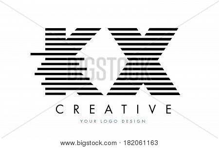Kx K X Zebra Letter Logo Design With Black And White Stripes