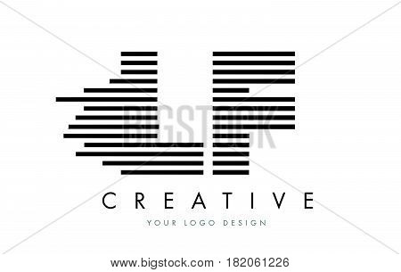 Lf L F Zebra Letter Logo Design With Black And White Stripes