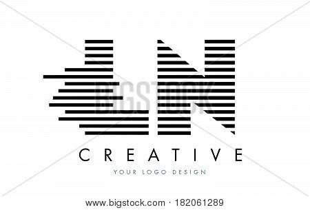 Ln L N Zebra Letter Logo Design With Black And White Stripes